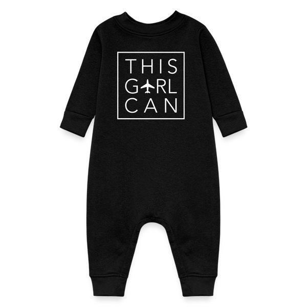 This Girl Can Baby Fleece One Piece - black