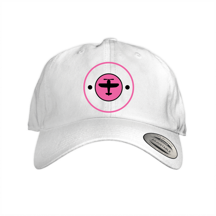 Airplane Dad Cap - Pink on White
