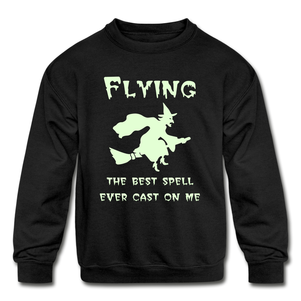 Flying Spell Kids Glow in the Dark Sweatshirt - black