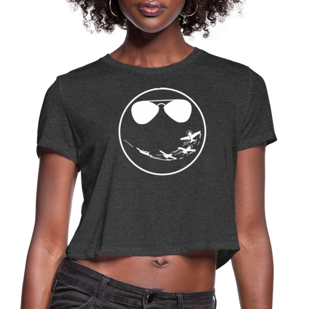 Smile Cropped T-Shirt - deep heather
